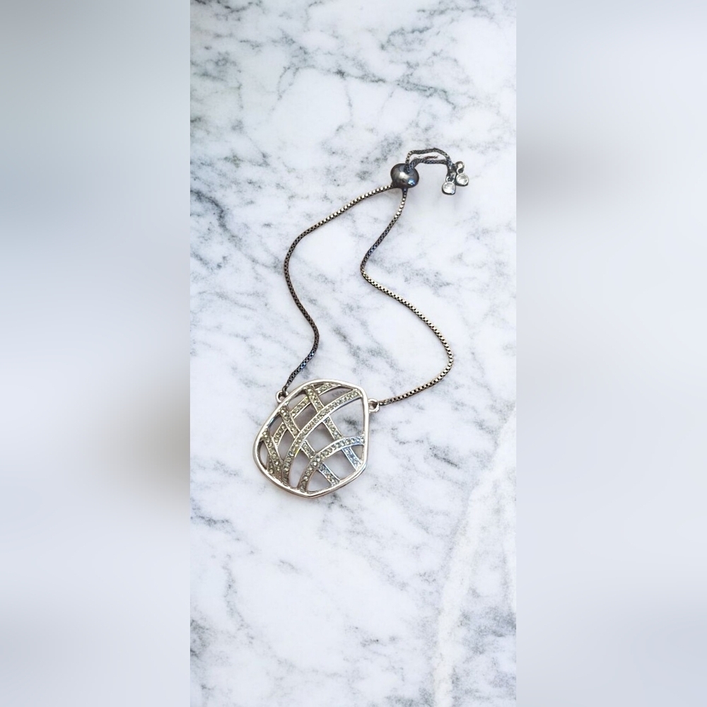 Vintage Recycled Silver Geometric Snake Chain Bracelet with Textured Design